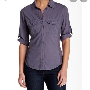 James Perse size 2 contrast ribbed surplus shirt